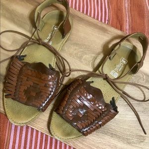 Huarache sandals with ankle lace, size 10
